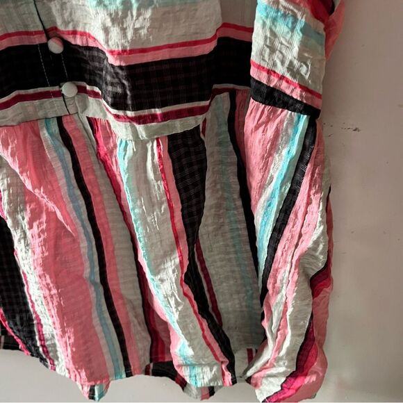 Lane Bryant bright stripe ruffle split blouse size 26 - Picture 5 of 6